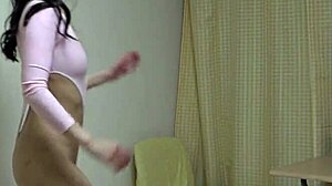 sara uruki teasingly changes from leotard to micro bikini during workout