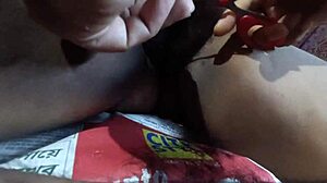 Housewife shaves her pussy with the help of her husband