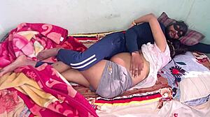 9-month pregnant wife oiled up for homemade coconut sex chat