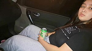 Horny latina with big ass fucks naked in public park