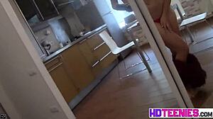 hot russian brunette does a yummy pussy striptease in closeup