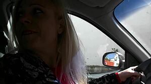 Blonde Cougar Banged Hard in a Car
