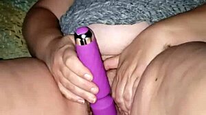Milf masturbates and plays with cock.