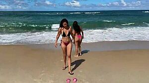 Two Beautiful Women Enjoying The Beach At Enseada Dos Corais In Cabo