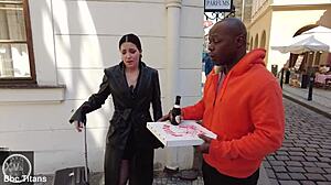 Italian girl with big ass gets fucked by black guys in a gangbang