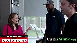 Pounding blonde bimbo with big black cock to put her in place?