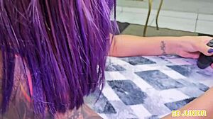 Petite girl in glasses explores fantasies and squirts