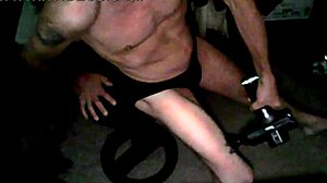 i use percussion massager on my thigh in underwear on stool, june 2022