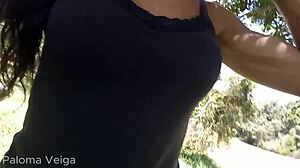 paloma veiga shows off on the train line