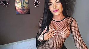 latina shemale with tattoo chats casually in everyday setting