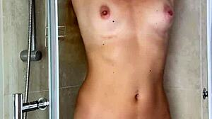 Hairy MILF Amelie Lei wanks her juicy tits