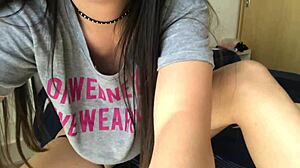 A 21-year-old secretary gets wild in her room