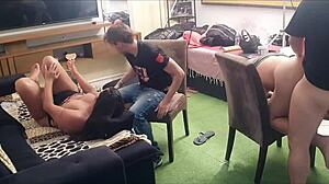 Latina amateur with tattoo joins orgy featuring german guy and others in reality fetish scene