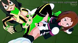 Ochako And Tsuyu Adorable Lesbian Teen Scissoring - My Hero Academia