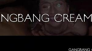 Gangbang creampie - busty blonde milf pussy pounded hard in hot gangbang