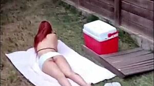 Neighbor sneaks backyard fuck while husband works