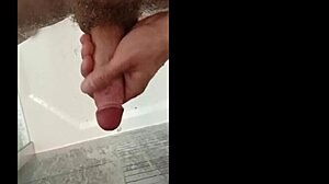 Muscular Blonde Bodybuilder Showers Her Cock Intensely