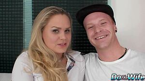 Wife gets anal creampie beside hubby