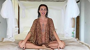 gentle yoga session builds confidence and self-love for men on the bed