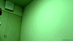 Wow, tanned Japanese Rumina Sena switches from lingerie to micro thong uniform!