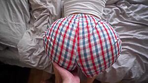 i convinced my pretty step sister to have sex, feeling her juicy big ass bent over, creampie without removing my shorts