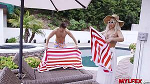 I watched my stepmom and teen neighbor get licked at the poolside