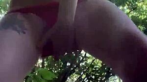 Naughty Bikini Babe Pees Through Pants in Public Spot