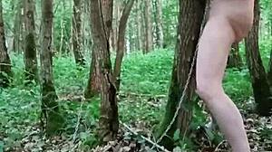 Unbelievable! Public slave F humiliated in forest session!