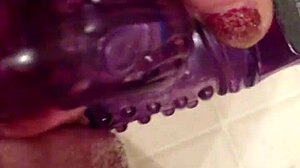 little friend lends hand to pussy with dildo, cum happens