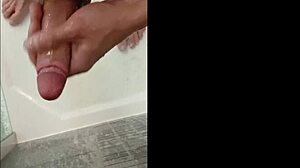 Muscular Blonde Bodybuilder Showers Her Cock Intensely