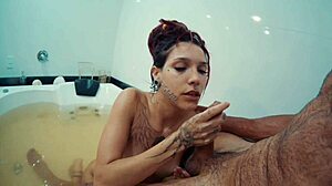 Woman enjoys intimate encounter with partner in quick session