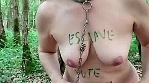 Unbelievable! Public slave F humiliated in forest session!