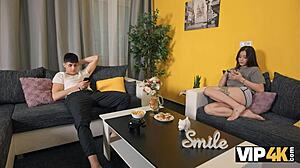 wife struggles with big black cock in bent over position