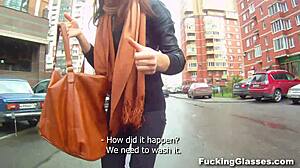 Fucking glasses, not shy to fuck on stairway, says Rina teen 18+