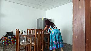 Sinful maid teases with her pretty pussy spread