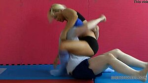 Feeling the intense domination in mixed wrestling with Antscha.