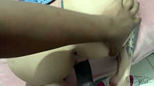 milf tattooed guy fucks ass and cums on tits