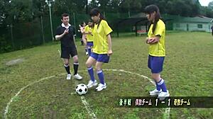 Asian Girls Playing Football Naked in Outdoor Fetish Display