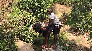 Asian pornstar takes monster cock in her big ass during intense outdoor quicky by the riverside