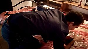 French slut in dress gets hard fuck doggy style with blowjob and more