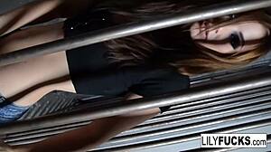 Lily, while detained, fingers her wet pussy in jail, she says.
