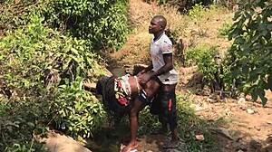 Asian pornstar takes monster cock in her big ass during intense outdoor quicky by the riverside