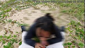 Anal Day at Beach with Naughty Voyeurs Watching African Creampie