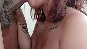 deepthroat blowjob vs cum on tits for brunette gagging