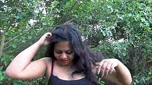 indian bbw flashing kiki and masturbating outdoors with banana