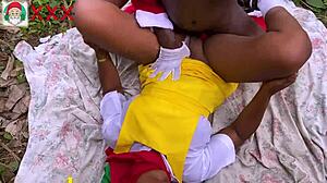 African Santa fucks stepdaughter of friend in bush