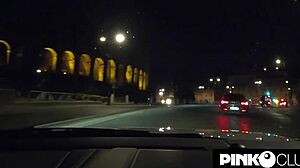 Amandha Fox masturbates with toys in Rome car