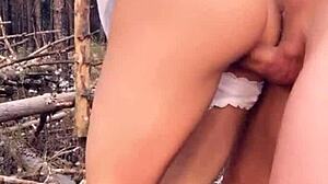 Horny babe gets rough doggystyle in the woods 😈