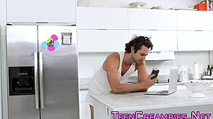 Blonde Teen's Cunt Spills Creampie After Blowjob and Hardcore Fucking with Monster Cock in HD