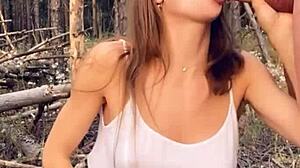 Horny babe gets rough doggystyle in the woods 😈